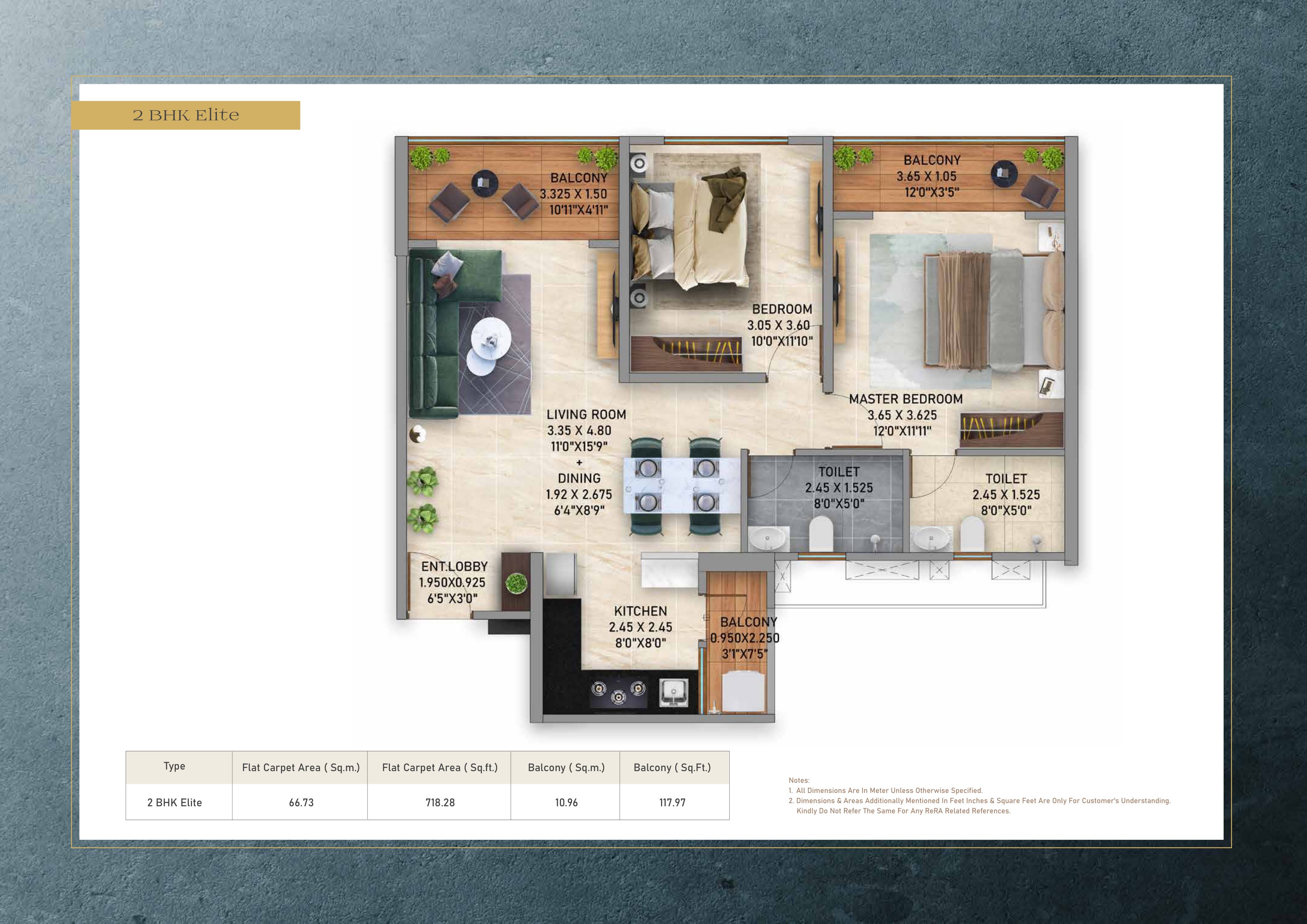 Life Republic Aros 2 BHK floor plan